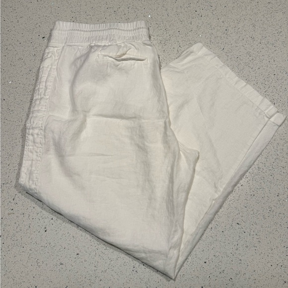 Athleta White Linen Wide Leg Drawstring Pants | Cabo Style Size 18 | Resortwear - Picture 6 of 8